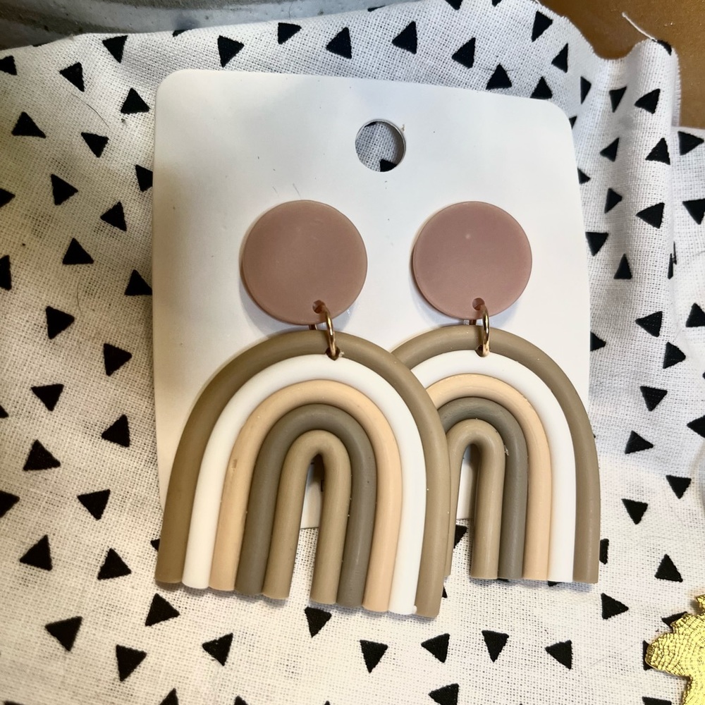 Rainbow shaped polymer clay earrings